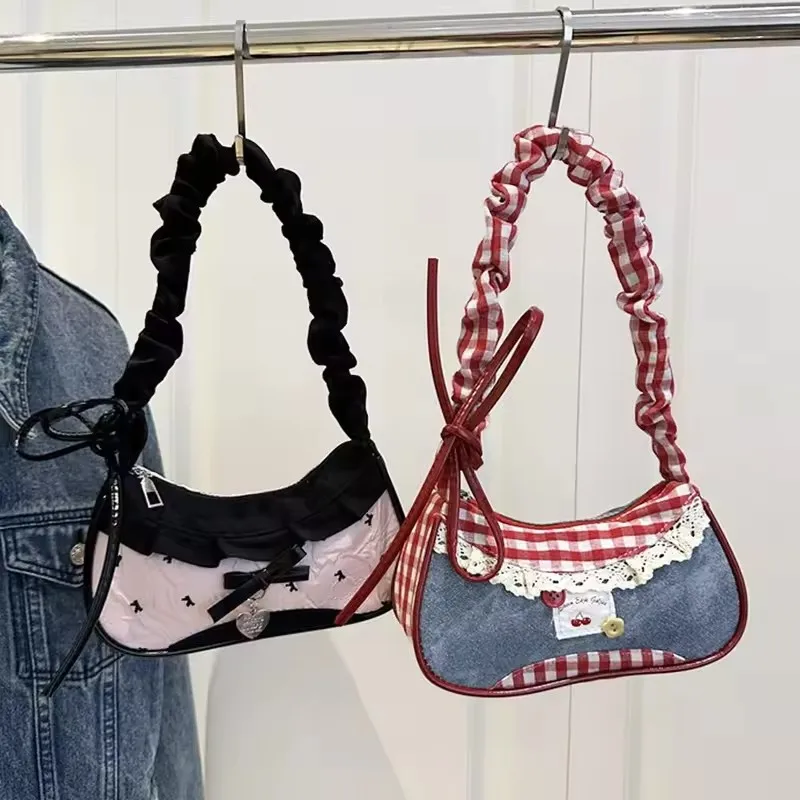 Fashion Grid Mini Handbags Adjustable Shoulder strap Korean Hand-held Commuting bag Single-shoulder Crossbody bag Underarm pouch