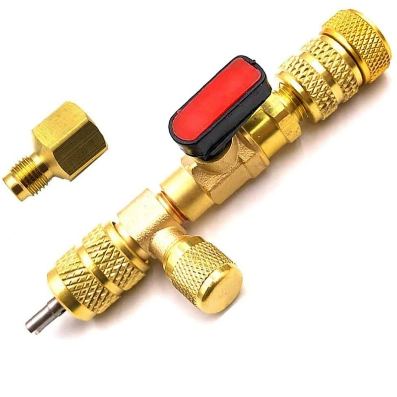 HVAC AC Valve Core Remover Dual Size 5/16 Inch 1/4 Inch Port Installer Tool For Car Automobile