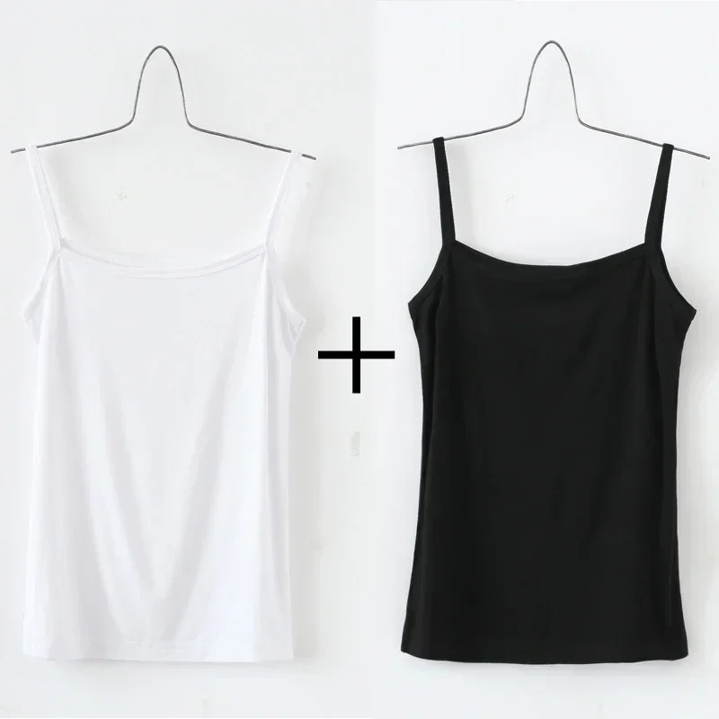 Women Camisoles Summer Girl Sexy Strap Cotton Sleeveless Thin Camisole Vest Solid Top Simple Base Vest Tops Female Undies