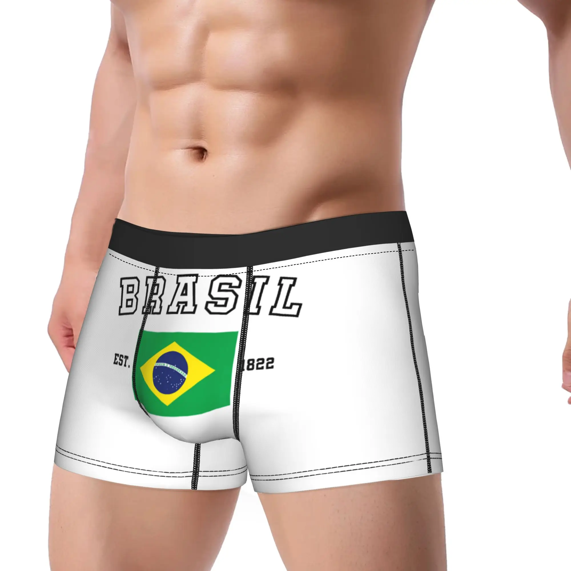 Brazil Flag  Underwear  Men Boxer Brief Breathable Trunk Trenky Printed Oversize Underpants