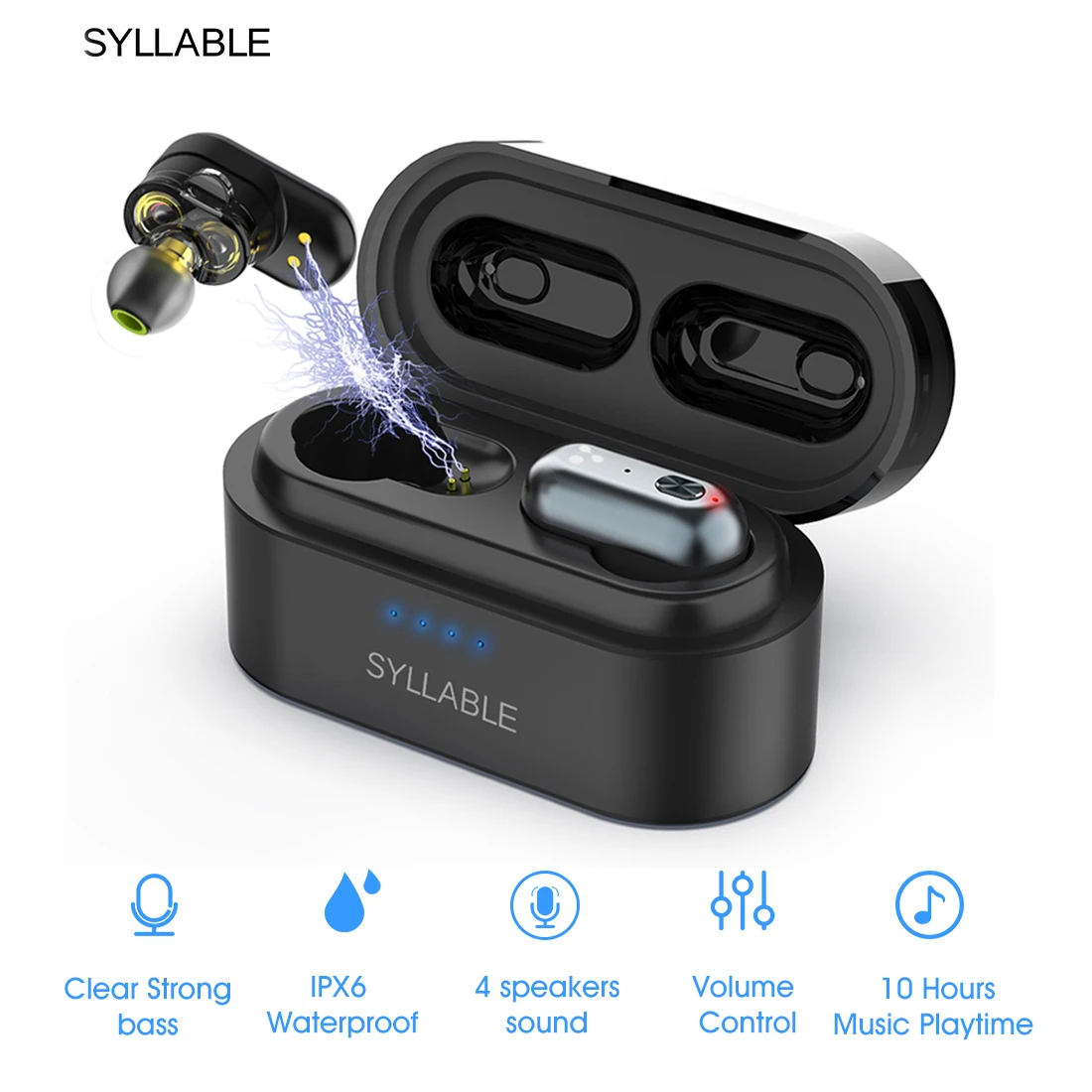 2024 SYLLABLE S101 TWS of QCC3020 Chip Strong bass Headset S101 Sports Earphones 10 hours True Wireless Stereo Earbuds 500mah