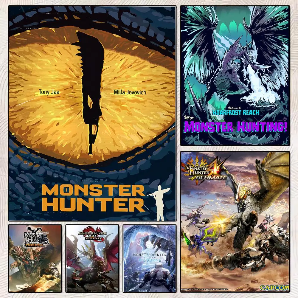 Game M-Monster Hunter Painting Calligraphy Stylish Canvas Poster Wall Art for Living Room Bedroom Office Home Decor