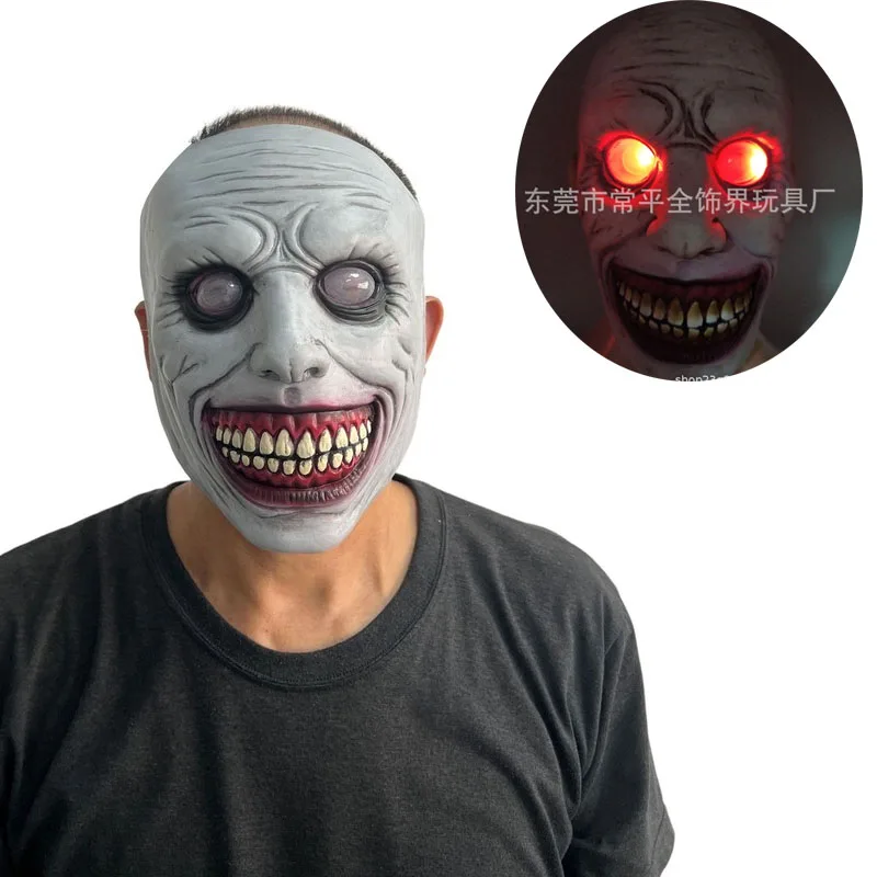 

Smiling Demon Horror The Evil Devil Latex Mask Led Cosplay Masques Costume Helmet Adult Unisex Demon Scary Masks Halloween Props