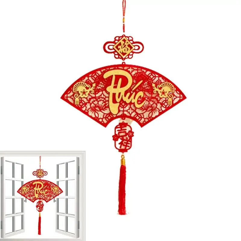 Vietnamese Snake Year Decoration Spring Festival Paper Fan Decoration New Year Hangable Paper Fan Ornament Spring Festival