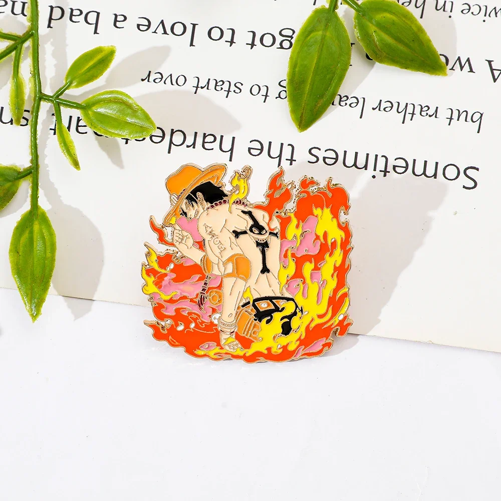1 Pc Classics Anime Brooch Personality Ace Character Enamel Pin Metal Badge Jewelry Backpack Clothing Accessories Gift view 4