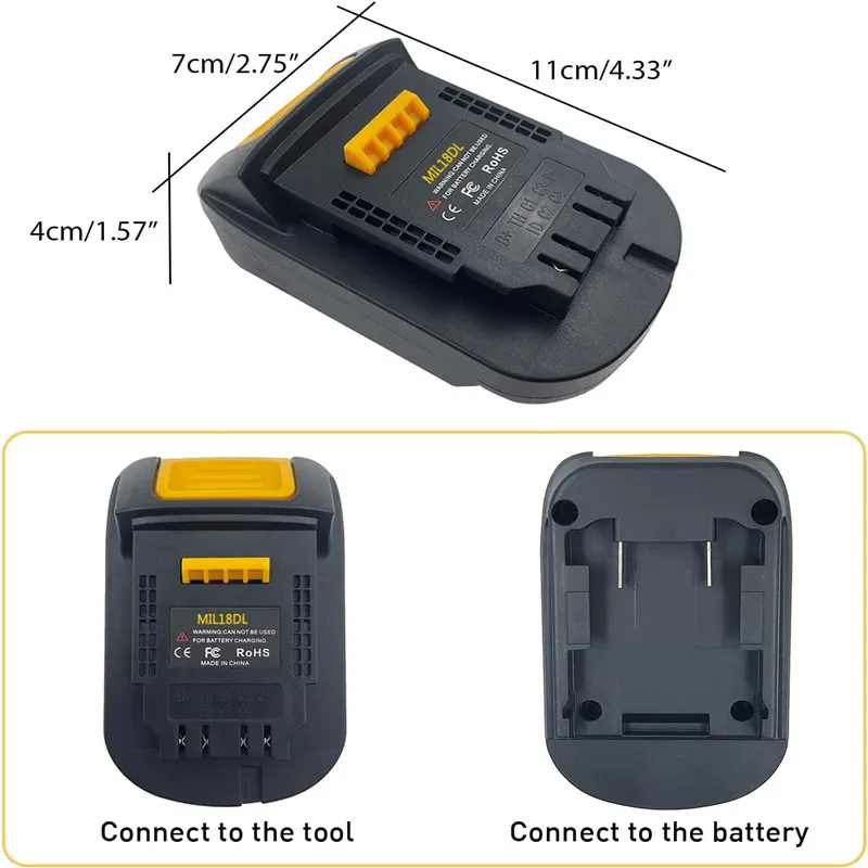 Nerw MIL18DL Battery Adapter Converter for Milwaukee 18V Li-ion Battery Convert to For Dewalt 18V 20V Li-ion Battery Power Tools