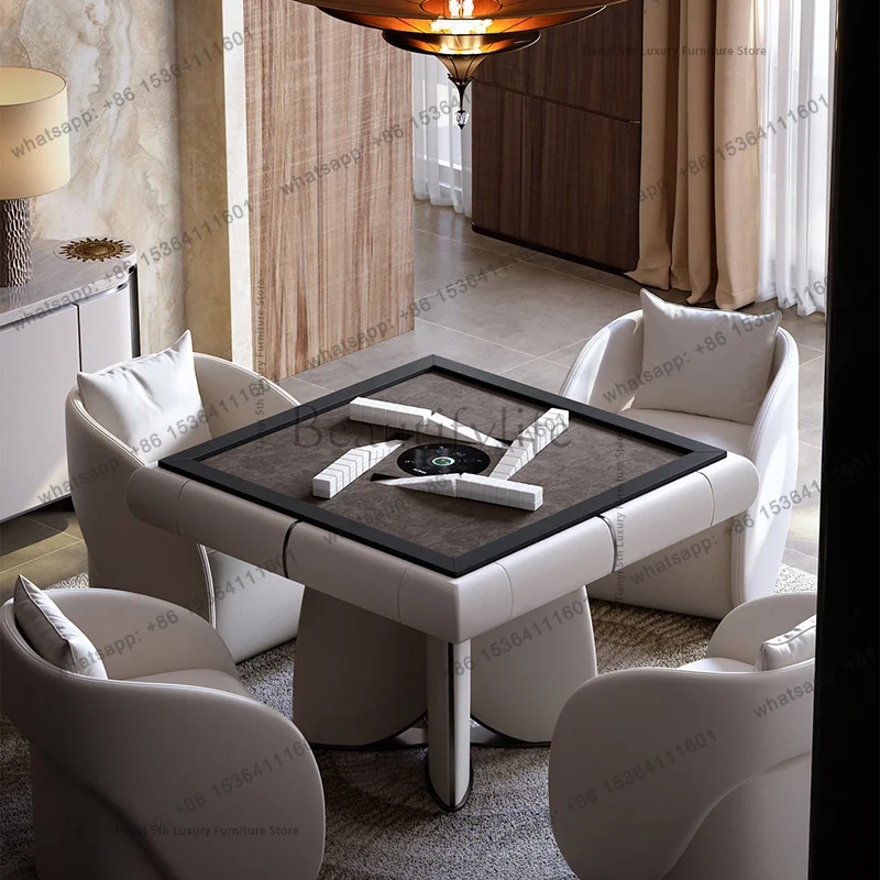 Italian Minimalist High-end Mahjong Table Nordic Automatic Shuffling Mahjong Machine Solid Wood Home Furniture Muebles FYMT