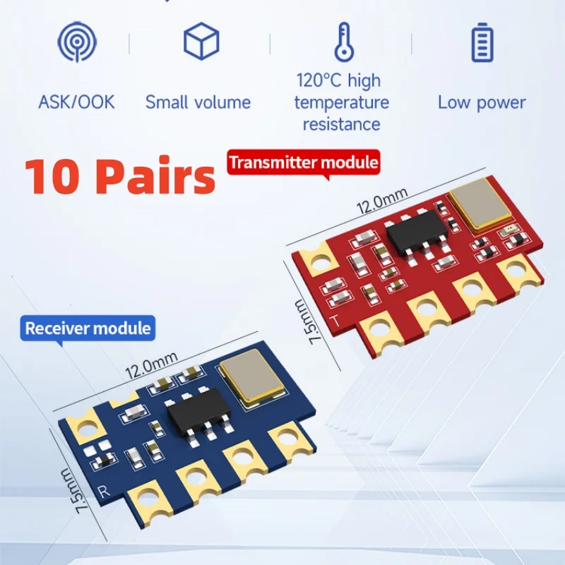 10pcs 315/433MHz Wireless OOK/ASK Superheterodyne Transmitter/Receiver RF Modules CDSENET E160 Low Power PT2262/2272