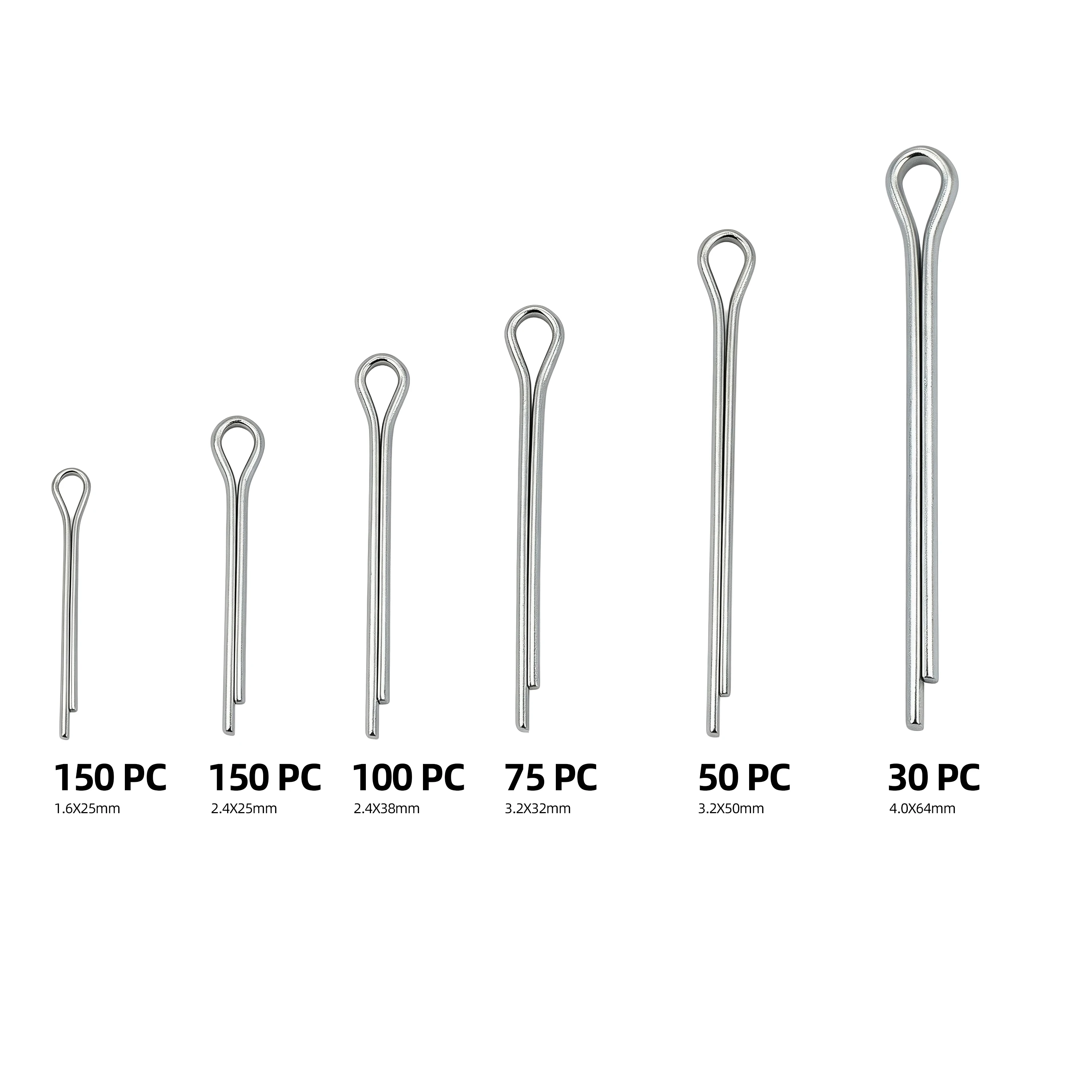 150PC Hitch Pin / 555PC Cotter Pin Assortment Kit Steel R-Clip Set with Storage Case for Trailer Farm Hardware Repair