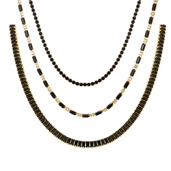 Black Crystal Tennis Necklace For Women Luxury Iced Out Cubic Zirconia Gold Plated Hippie Bridesmaid Jewelry