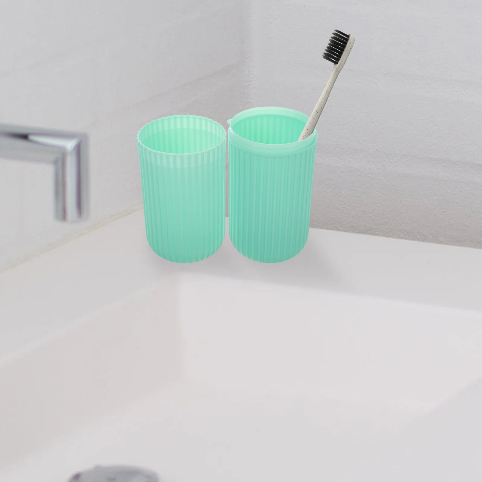 

1pc Travel Toothbrush Storage Box Portable Toothpaste Organizer Eco-Friendly Plastic Tooth Brushing Cup For Home Trip Use Pink