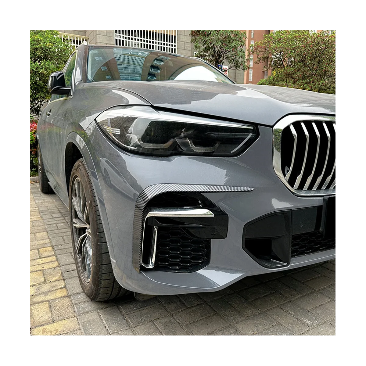 Car Front Bumper Lip Side Spoiler Fog Lamp Frames Cover for BMW X5 G05 M Sport 2019-2022 Body Kits Splitter(Black)