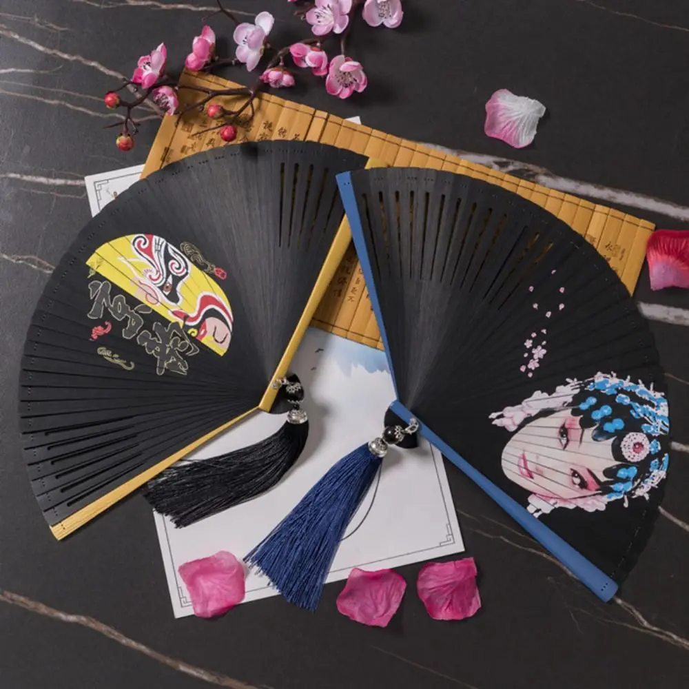 Chinese Style Japanese Classical Folding Fan Ancient Style Black Bamboo Fan Portable Handmade Hand Fans Wedding Party Decor - Image 2