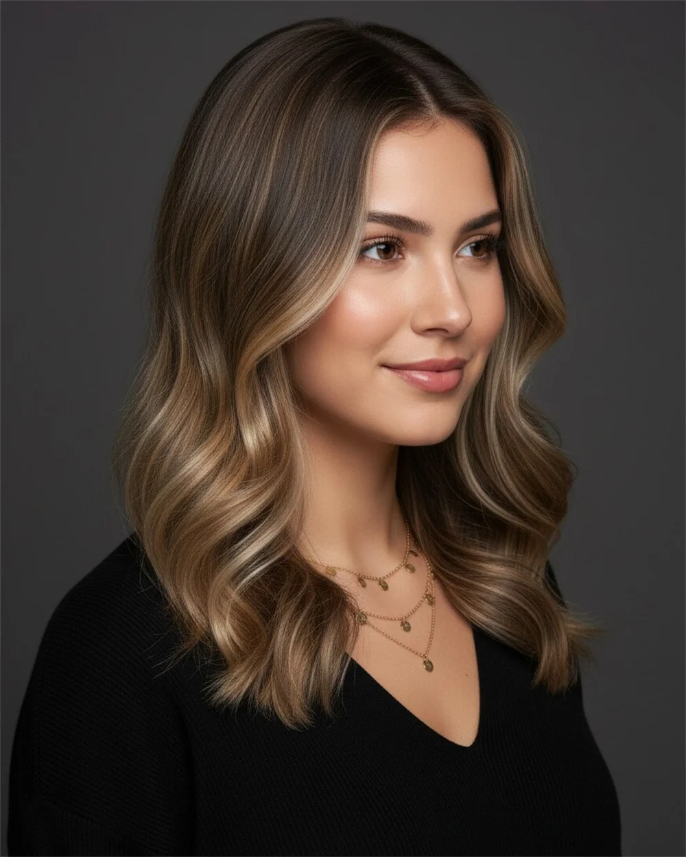 Balayage Honey Blonde Women's Wig with Dark Root Synthetic Lace Front Wig Average Size Cap Natural Look Colored Short Wavy Wig