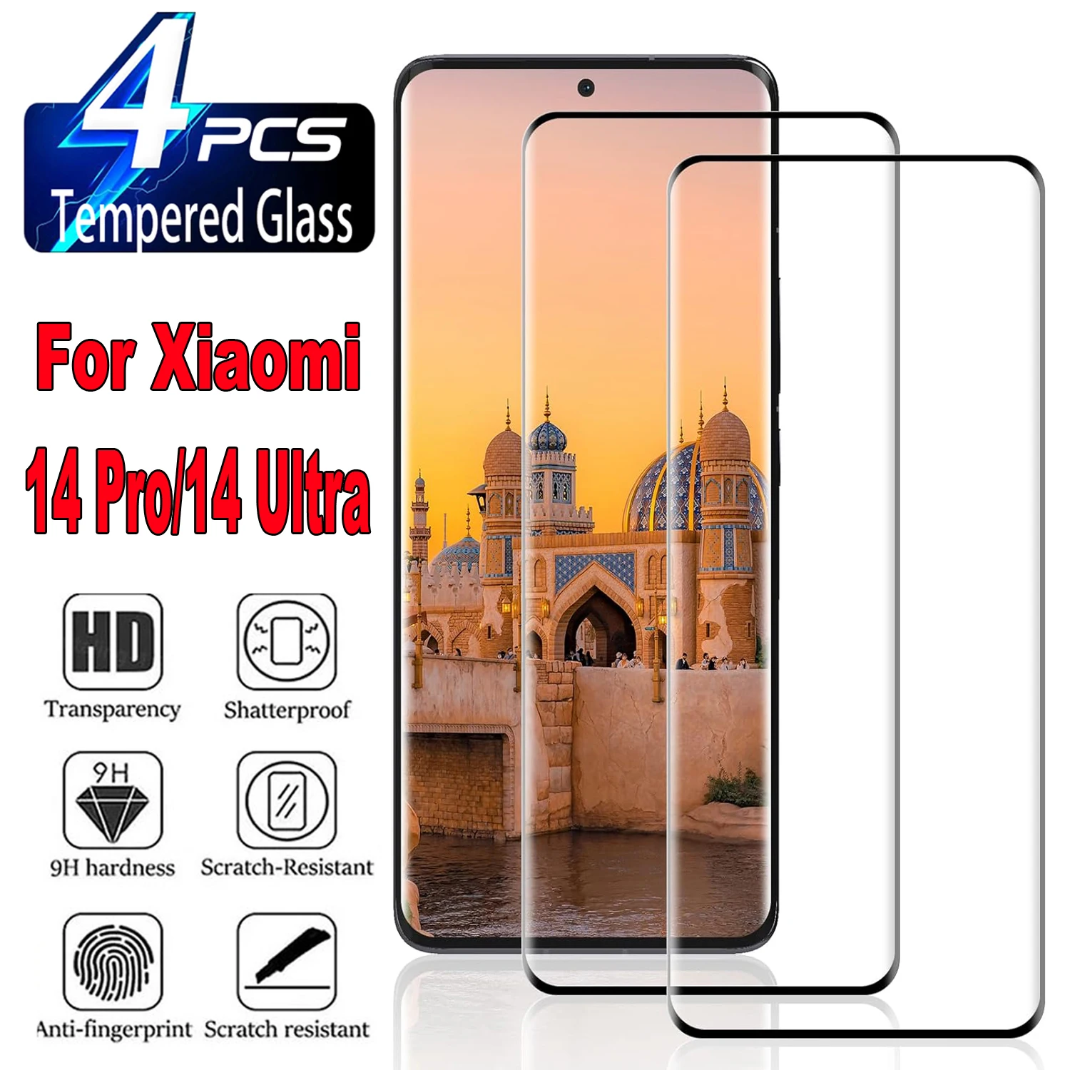 2/4Pcs HD Curved Four Sides Glue Tempered Glass For Xiaomi 14 Pro 14 Ultra 5G 3D Screen Protector Film