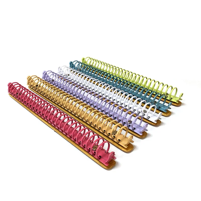 B5 Colorful Metal Ring Binder Clips with Bamboo Back Panel 26 Detachable Buckle Loose-leaf Binding Strip for Notebook
