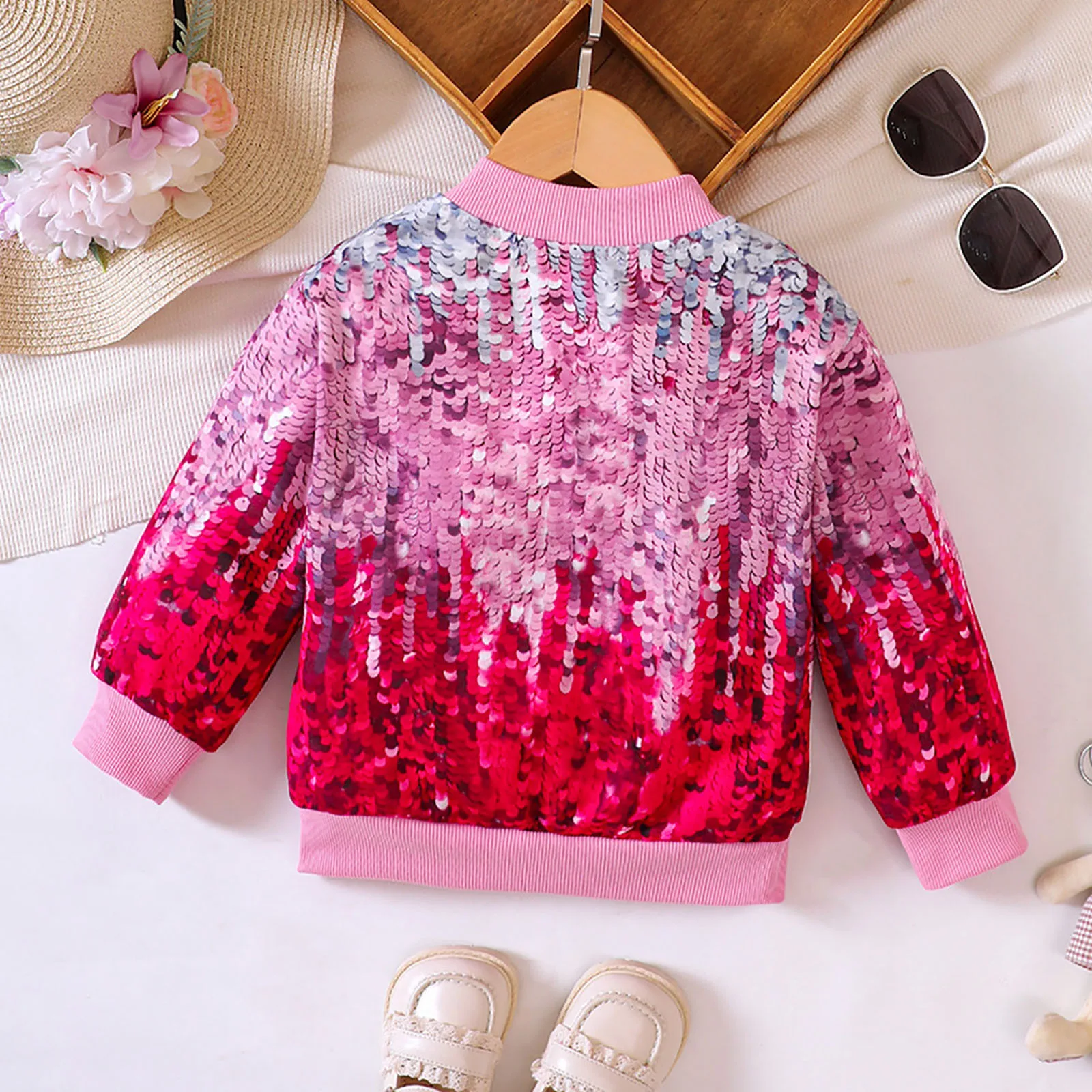 New Fashion Sequins Kids Toddler Coats Baby Girls Long Sleeve Jacket Outwear Zipper Tops Fall Winter Clothes for Girls 1-5 Years