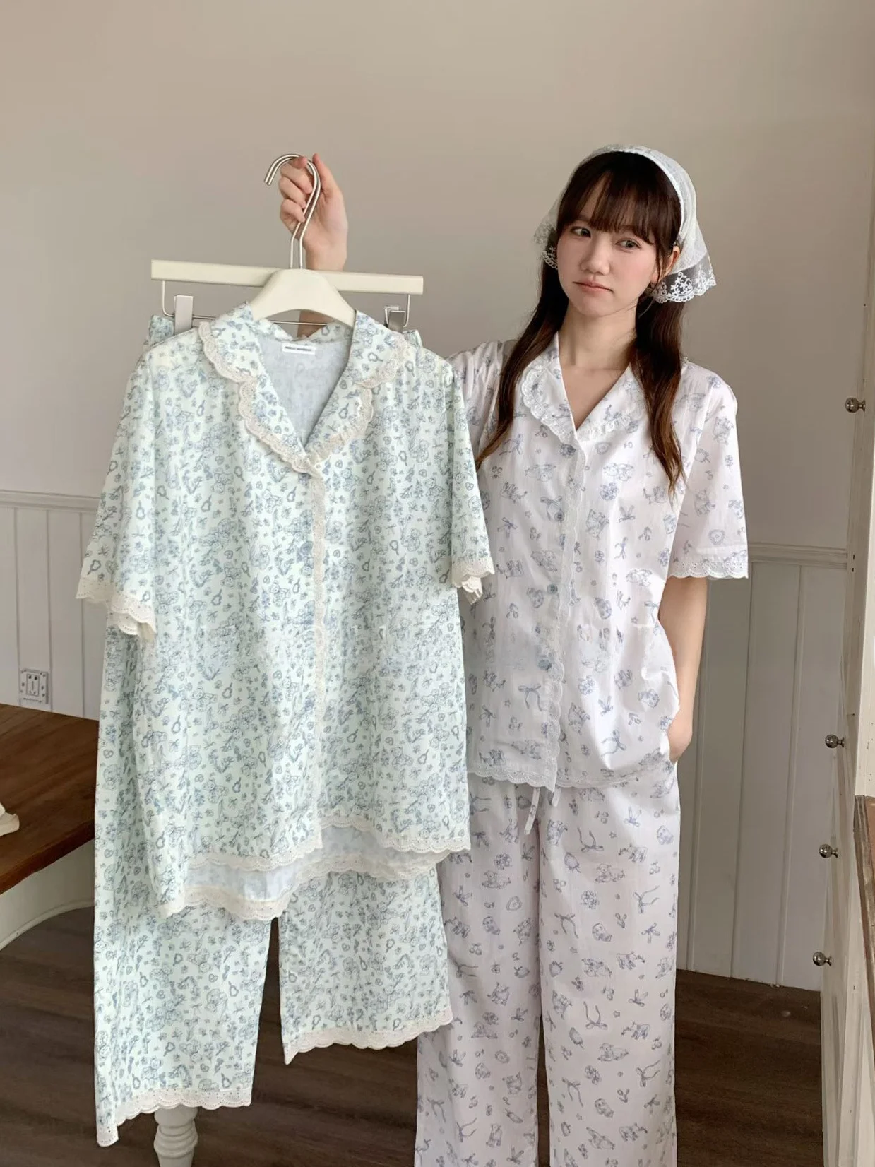 cardigan-abierto-de-algodon-puro-con-estampado-floral-y-de-osos-estilo-coreano-manga-corta-para-primavera-verano-ropa-de-casa-y-dormir