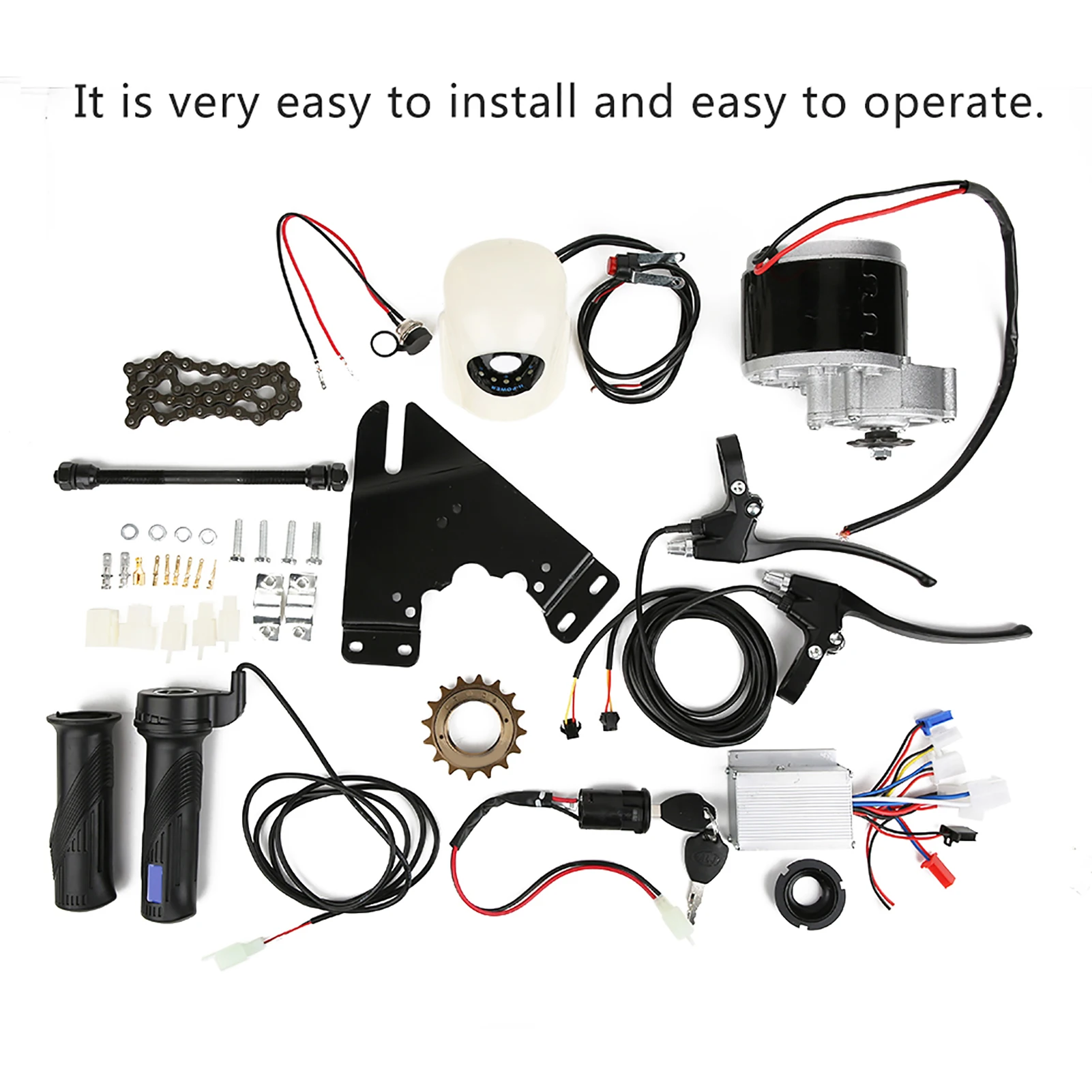 24V250W E-Bike Conversion Kit - Professional Geared Motor, Controller, and Accessories for Enhanced Riding Experience