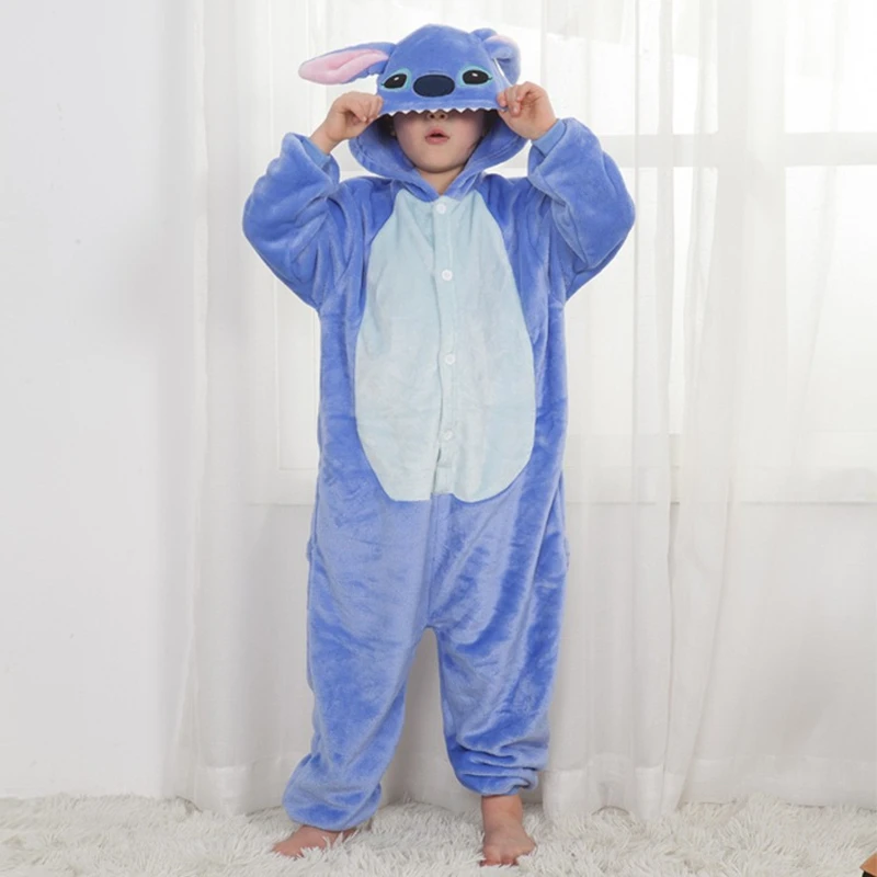 MINISO Boys Stitch Cosplay piżama Anime Stitch anioł Kigurumi kostium śliczny kombinezon piżama bielizna nocna Halloween dla chłopców dziewcząt