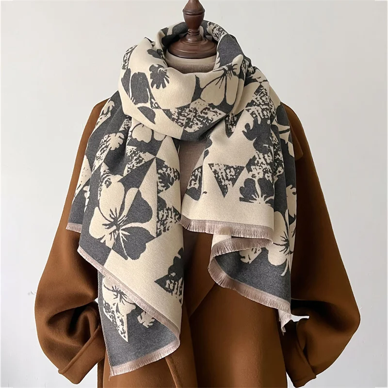 Luxury Winter Scarf Women Cashmere Warm Pashmina Brand Foulard Female Shawls Wraps Thick Soft Bufanda Poncho Scarves Stole 2024