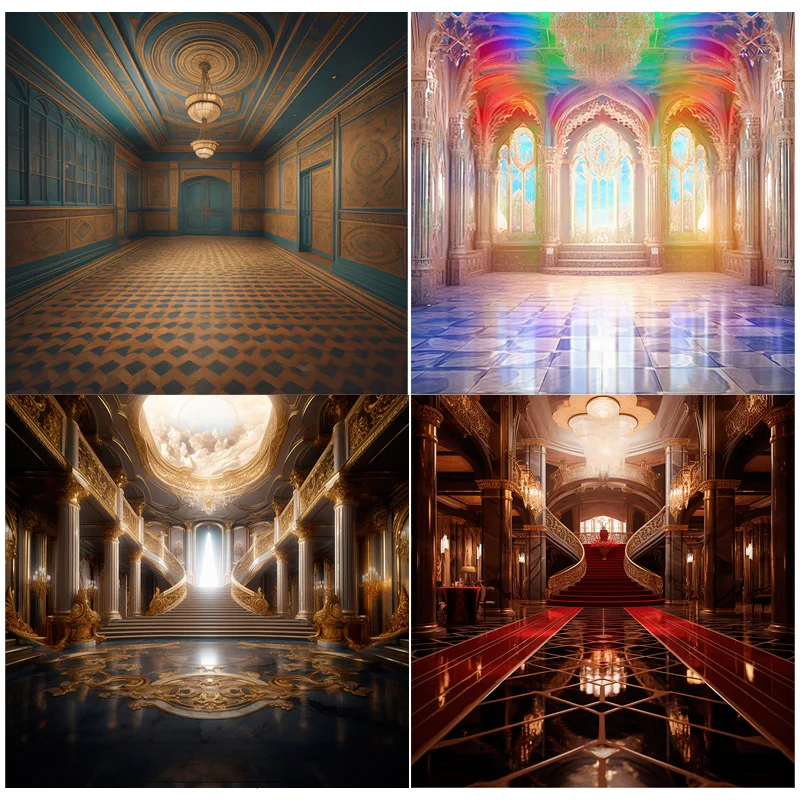 

Retro Palace Castle Theme Photography Backdrops Props Wedding Theater Opera European Style Church Photo Studio Background EKT-04