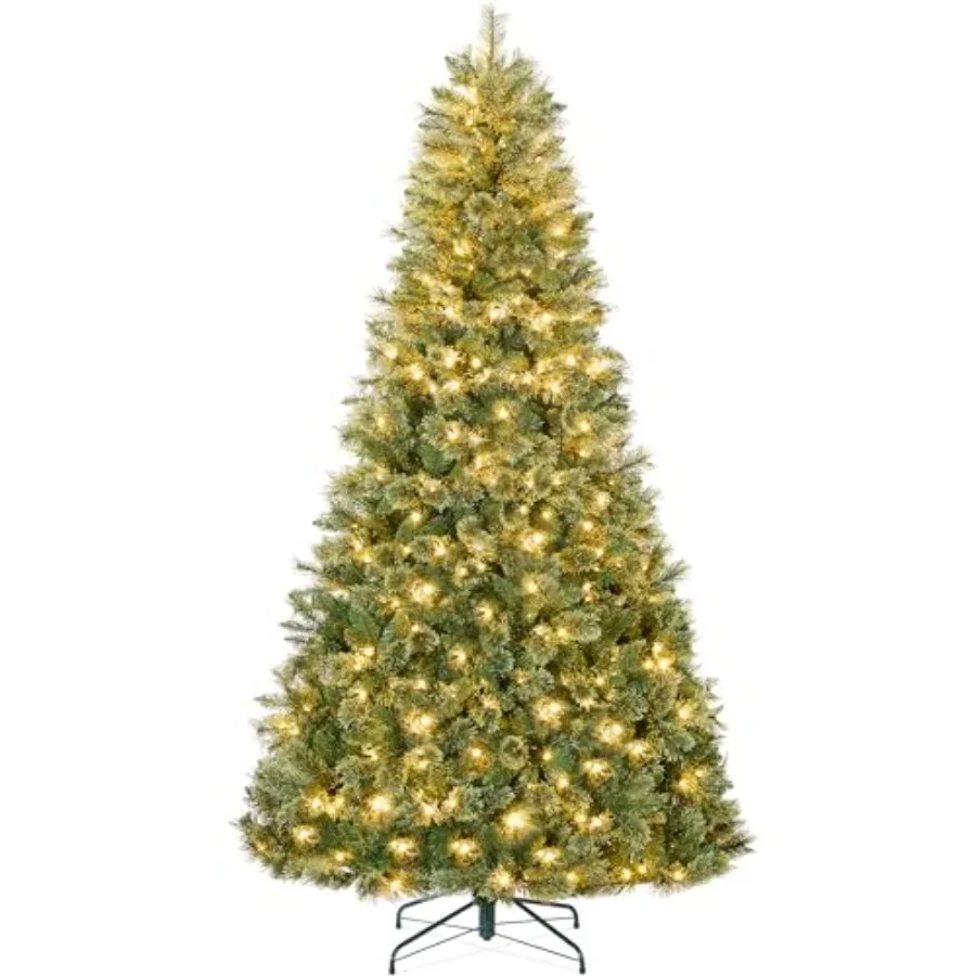 

6Feet Pre-Lit Cashmere Christmas Tree, Premium Artificial Holiday Decor w/Cordl Connection, 2-in-1 LED Lights, Folding Stand