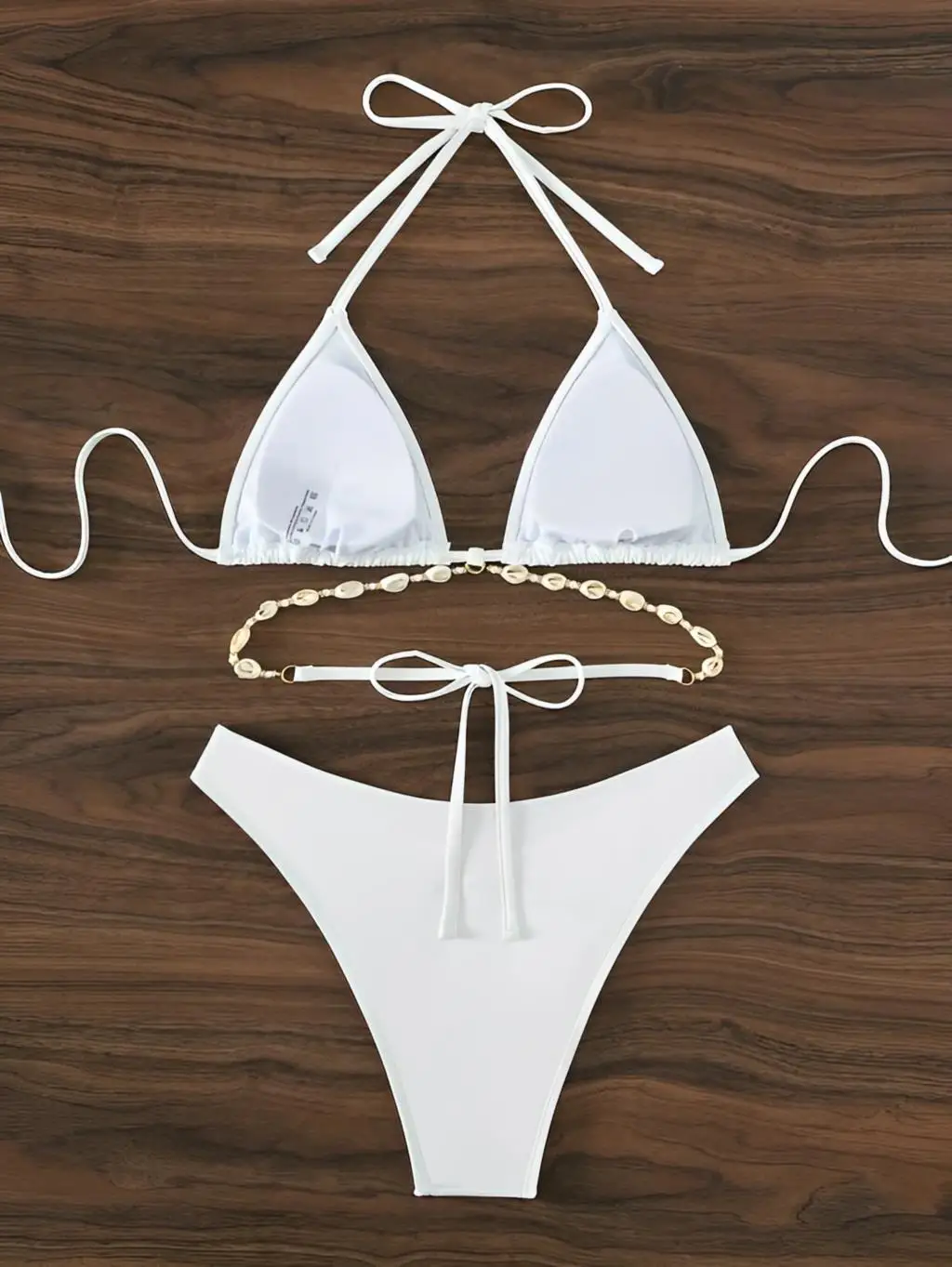 Triangle Bikini Set Decorated With Seashell Swimsuit Women Swimwear Female Sexy Bathers Bathing Swimming Swim Suit Beachwear