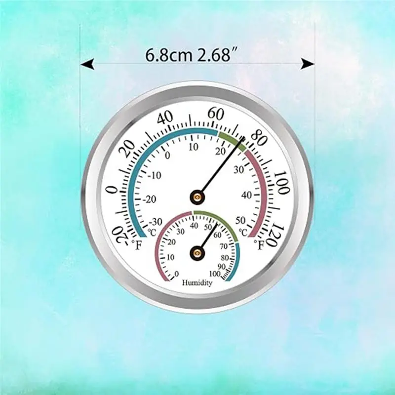 [B17B!】 For Home& Garden Mini Analog Thermometer Hygrometer 2 In 1 Temperature Humidity Monitor For Office For Wall Silver 3 Pac