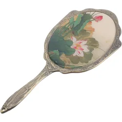 Vintage Handheld Metal Makeup Mirror 18X7.8X0.7cm/7.07X3.07X0.25 Inches Portable Hand Mirror for Women Foldable Princess Mirror
