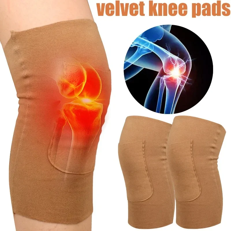 Duchenne Velvet Knee Pad with Pocket for Heating Sticker Pads Leg Sleeve Elder Legs Cold-proof Winter Leg Warner Kneepad Kneecap