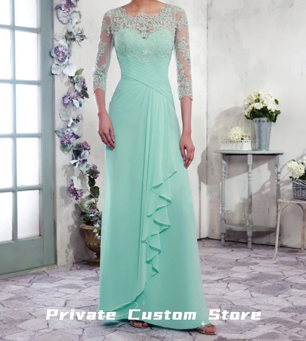 

New Bride Dresses Chiffon formal dresses Scoop Zipper with Buttons Back Pleats Elegant Evening Gown فساتين سهرة Wedding dresses