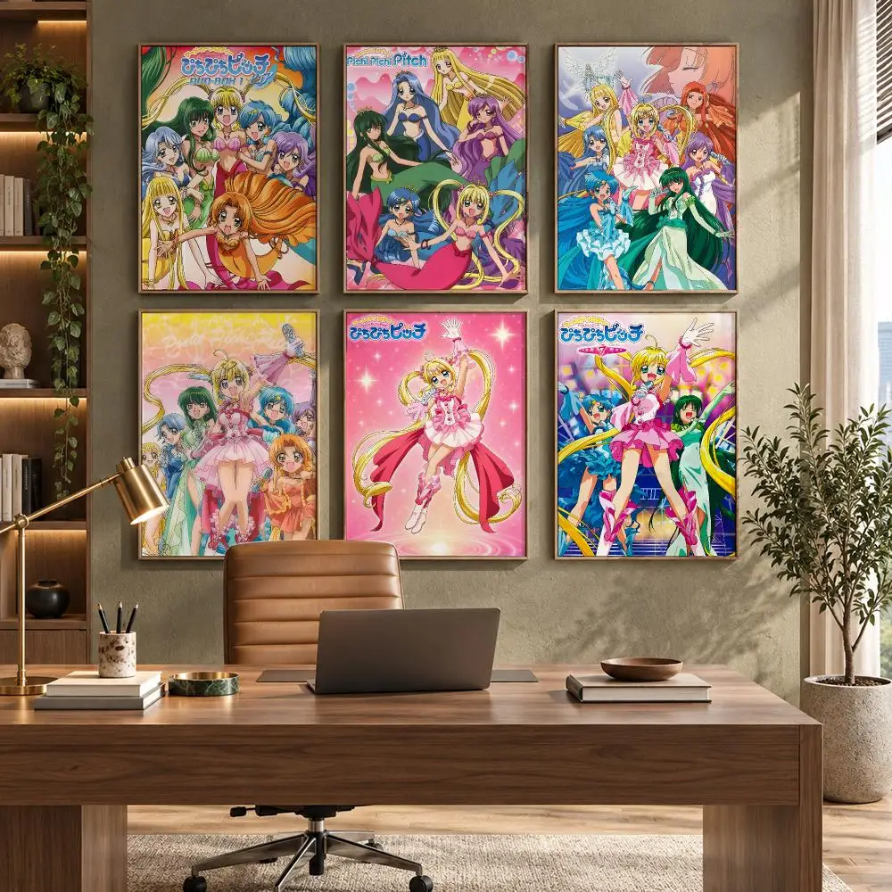 Anime Mermaid Melody Pichi Pitch Poster HD Waterproof Wall Decal for Study, Living Room & Garage, Great Gift for Fans
