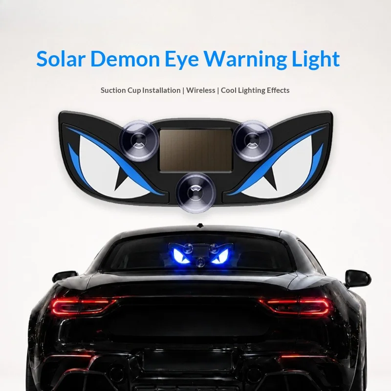 1Pc Demon Eye Solar Powered Car Warning Light Vibration Sensor Rear Window Atmosphere Decor Lamp Auto Exterior Ornament Light