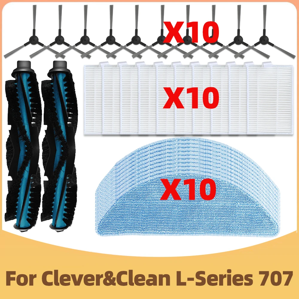 Accessory set compatible for Clever&Clean L-Series 707: Main Side brush mop Filter.