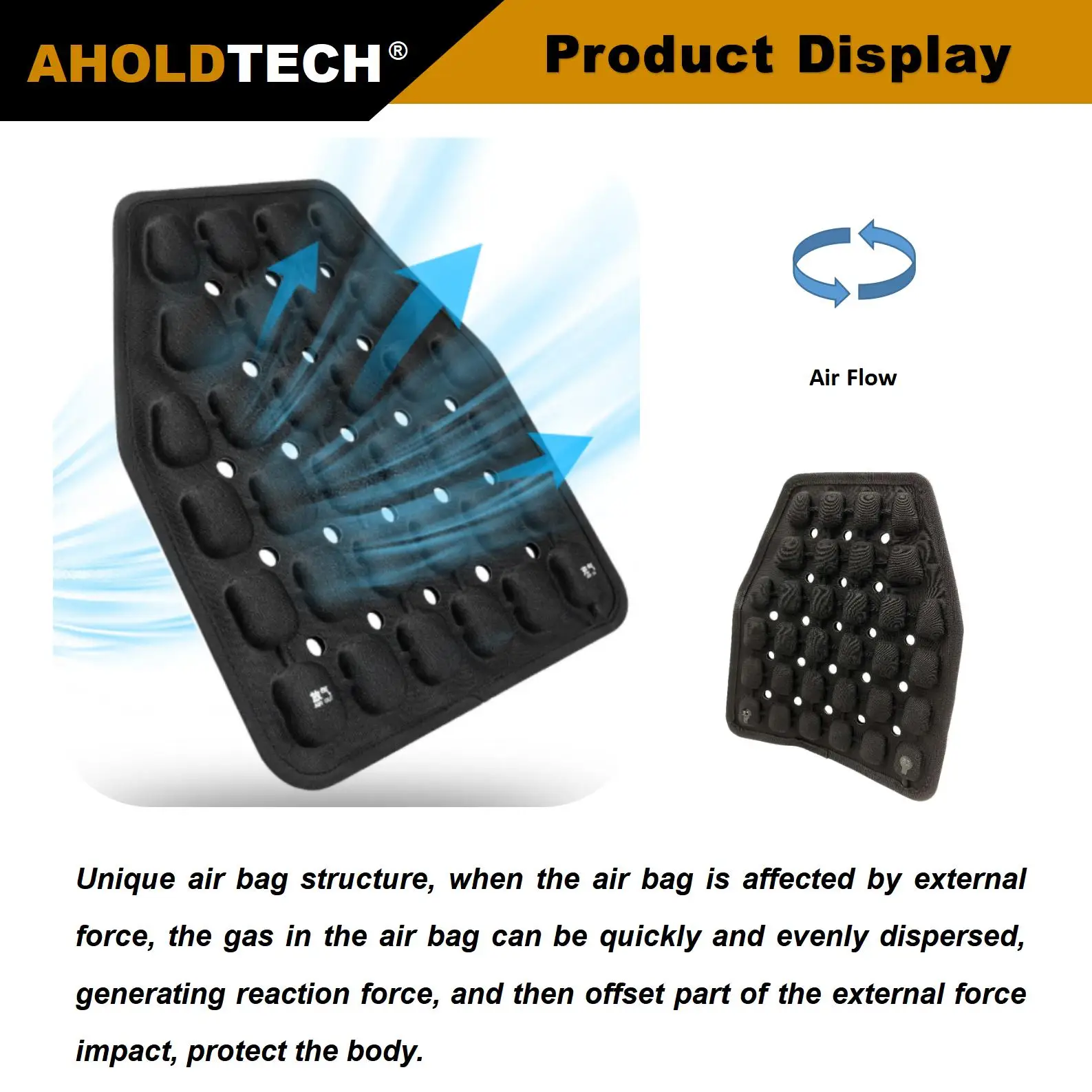 Aholdtech Breathable Airflow Tactical Crash Pad For Vest Removable Cushion Pad For Paintball Game Vest