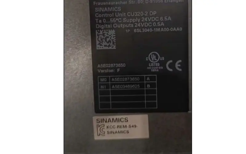 Used 6SL3040-1MA00-0AA0 SINAMICS CONTROL UNIT CU320-2 DP WITH PROFIBUS INTERFACE WITHOUT COMPACT FLASH CARD.