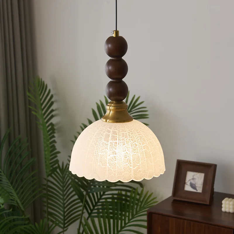 

Mid Ancient Bedsides Pendant Lights Bedroom Retro Wabi Sabi Creative Foyer Restaurant Cafe Hallway LED Hanging Line Lamp Fixture