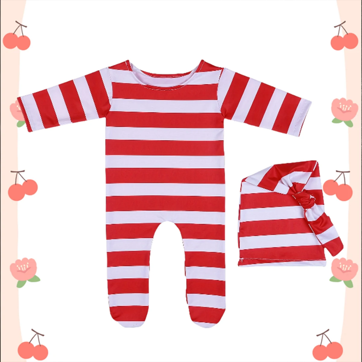Ylsteed Neugeborener roter Weihnachtsoverall mit Mütze und Kragen, Baby-Fotografie-Requisiten, Säuglingsschieß-Outfit, Weihnachtsthema