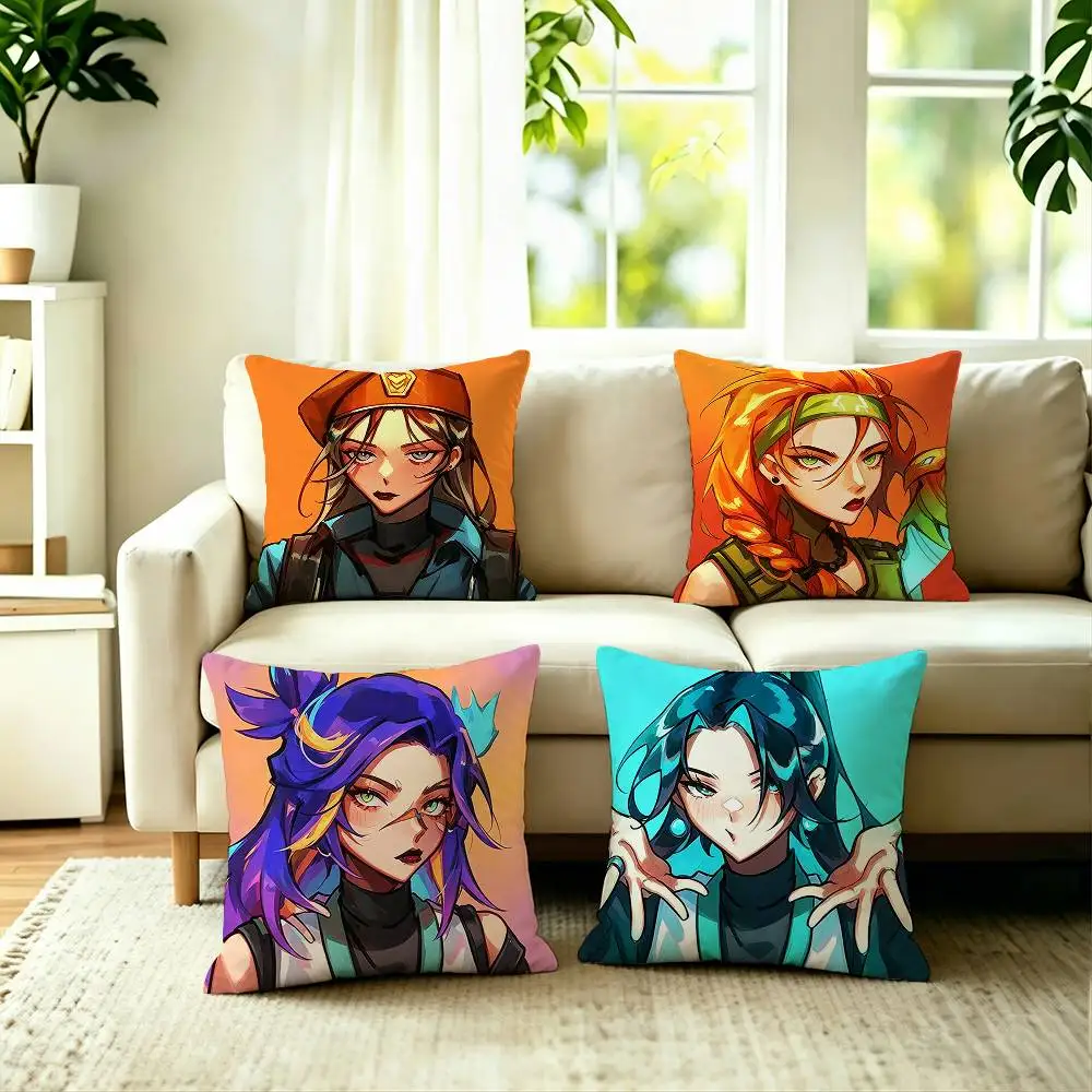 

Hot Shooting Game VALORANT Square Double-Sided printed Pillow Case Bedroom Bedside Pillow Sofa Cushion Cover