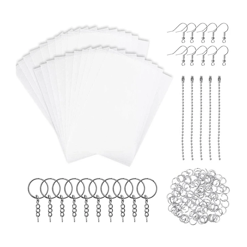 

Heat Shrink Plastic Sheets Pack Accessories Include Blank Shrinky Art Film Paper 125 PCS Keychains Accessories For DIY Ornaments