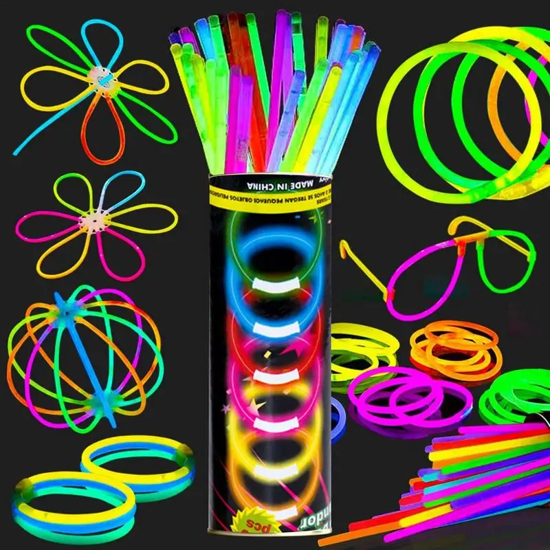 100pcs Glow Sticks Bulk Neon Glow In The Dark Party Supplies Light Up Toys Luminous Birthday Party Decorations Halloween Favors