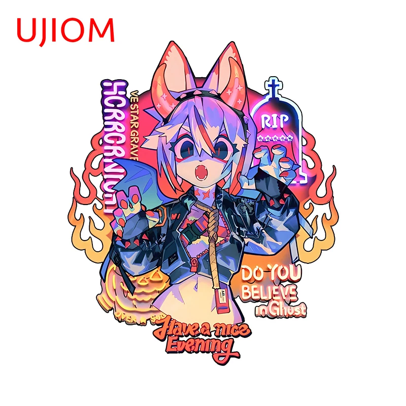UJIOM 13cm × 10.9cm Colorful Creative Furry Wall Stickers Amusing Cartoon Design Surfboard Decals Cool Atteractive House Decor