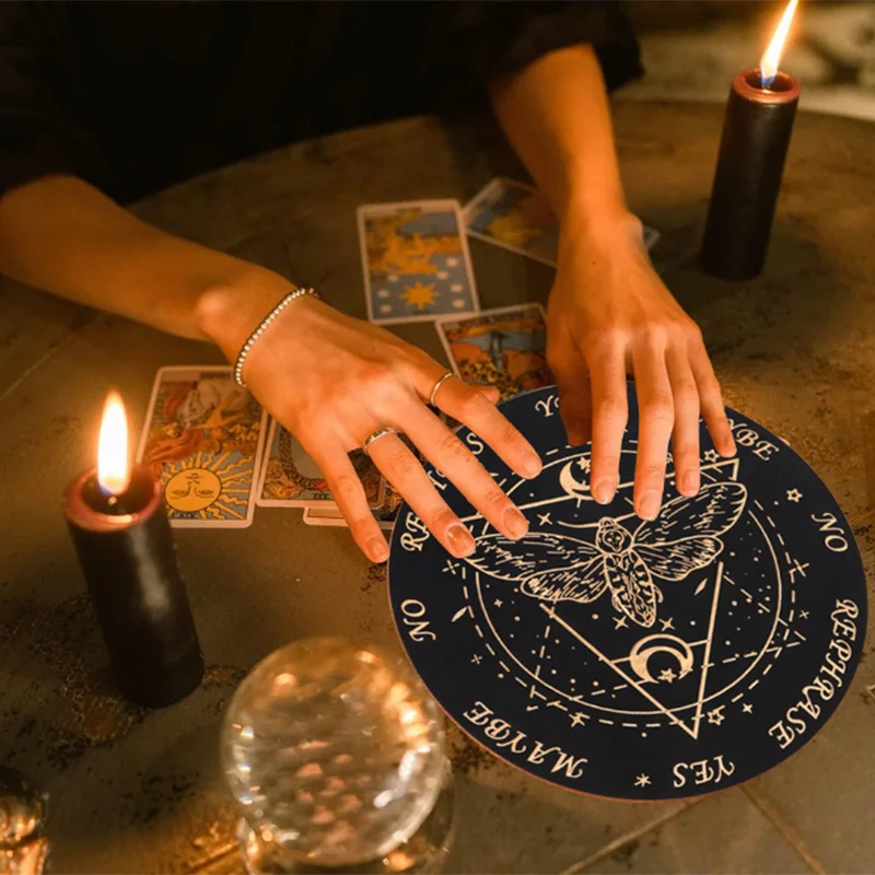 Wooden Pendulum Board moon Star Divination Energy Carven Plate Healing Meditation Board Ornaments Metaphysical Altar Ouija Board