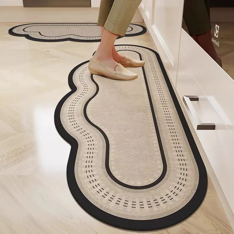 

Kitchen Diatom Mud Carpet Diatom Mud Water Absorption Quick Drying Non-slip Foot Mat Minimalist Irregular Cloud-shaped Strip Rug