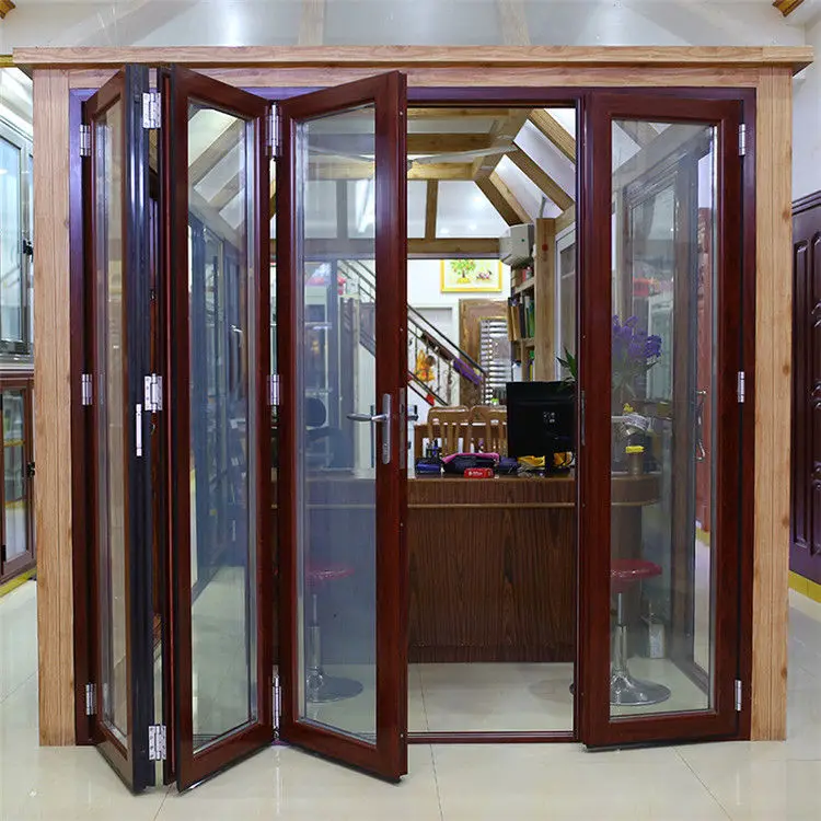 

Алюминиевая складная дверь на заказ с двойным закаленным стеклом, теплоизоляцией и защитой от непогоды, высококачественная складная дверь
