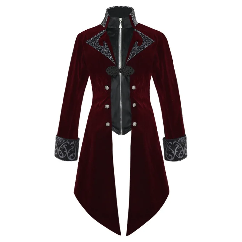 Cappotto da frac da uomo Punk Sle Cappotto lungo da costume medievale retrò di media lunghezza di Man Zhi Xin 202 Autumn Faion Ja...