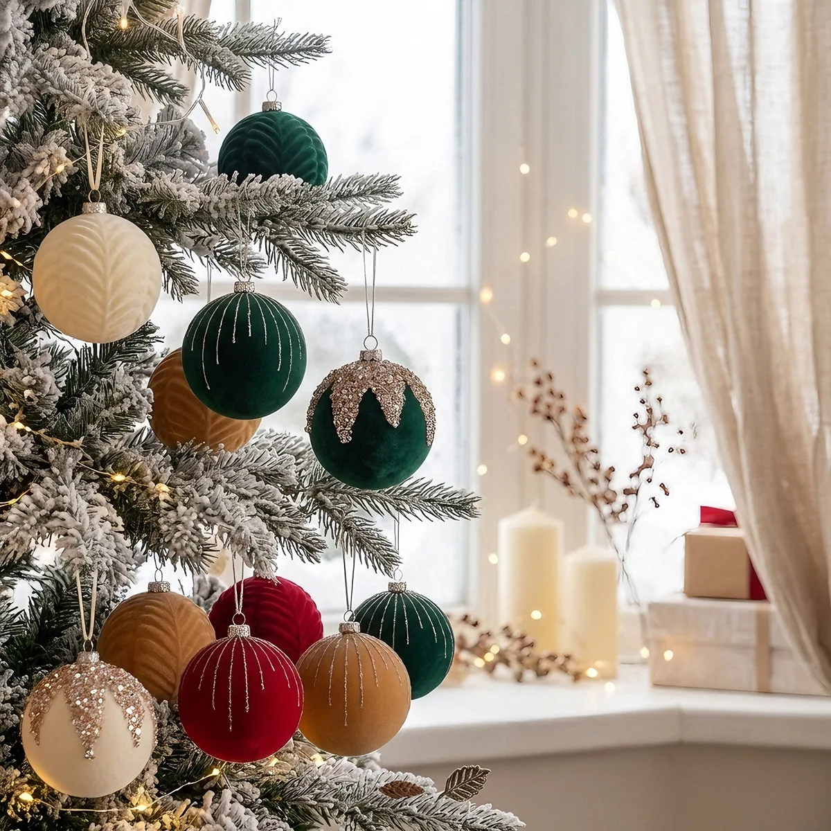 16pcs 7.5CM Sparkling Christmas Ball Christmas Tree Decorations Balls Christmas Ornaments for Family Party Xmas Tree Decoration