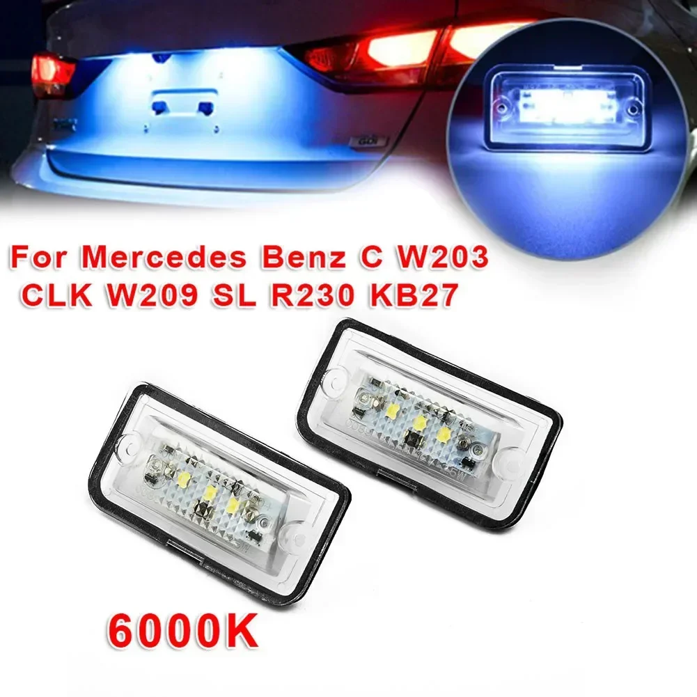 2PCS LED License Plate Lights Low Consumption High Brightness For Mercedes-Benz C W203 CLK W209 SL R230 KB27 Part Accessories