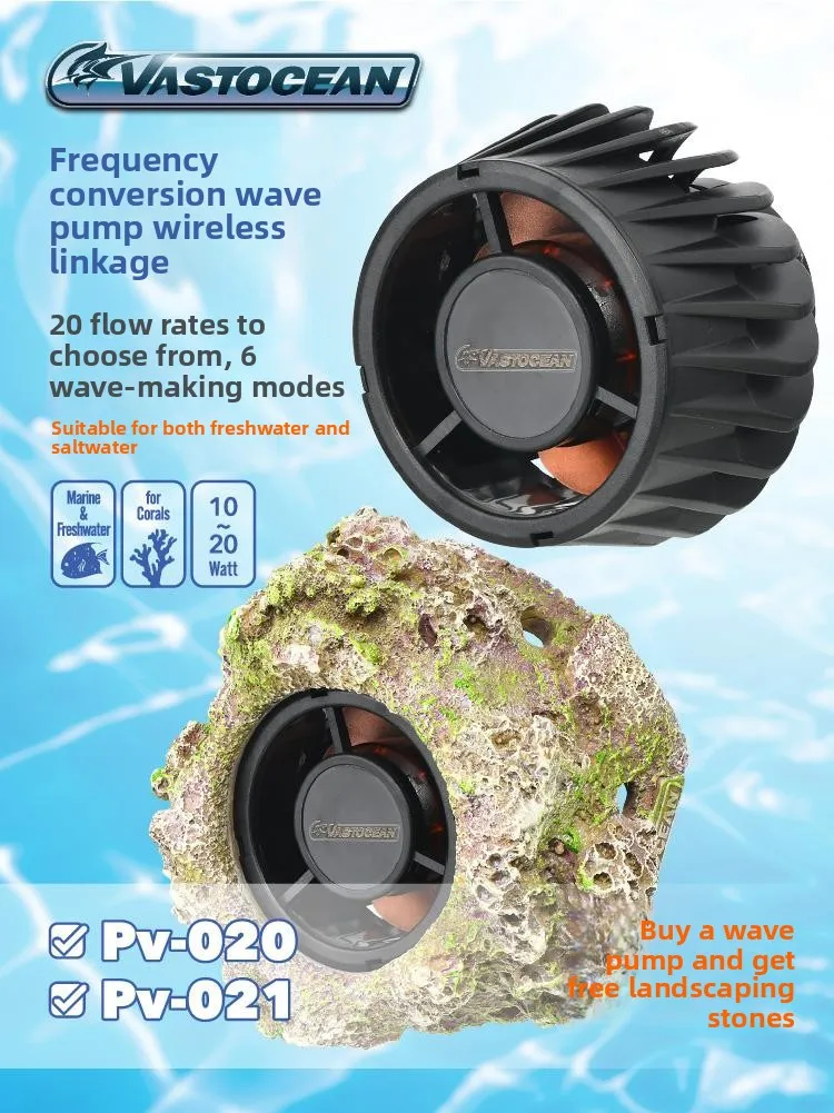 

VASTOCEAN Wireless Gyre Pump with Sync Function,Magnetic Mount-Variable Speed Wave Maker for Saltwater Tank,Creates Natural Reef